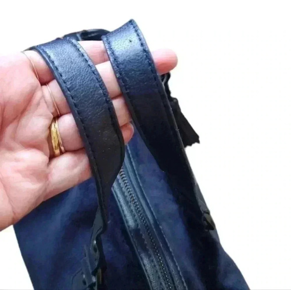 Juicy Couture Velour Pretty Day Satchel Bag Navy Shoulder Y2K Bedazzled Women's - Picture 8 of 16